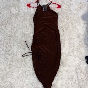 Brown side slit dress